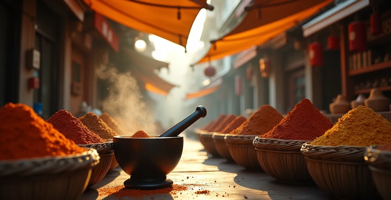 Split-screen comparison of whole spices versus pre-ground showing oil retention differences